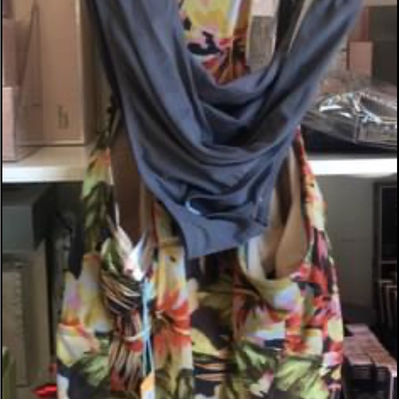 NWT Tankini Two Piece Swimsuit Target Brand Flowered Gray Bottom Plus Size 18-20 - Picture 3 of 4